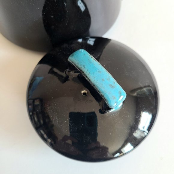 Vintage black and green ''drip'' pattern coffee/tea pot. - Picture 5 of 8